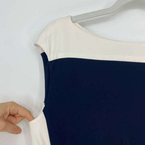 Ralph Lauren Sheath Dress Size 10 ersey Rushed Boat Neck Old Money Preppy - Picture 6 of 10